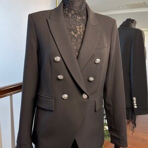 Veronica Beard Black Blazer with Silver Buttons